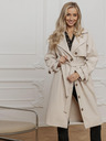 Edoti Béžový dámsky kabát s opaskom Edoti