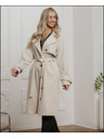 Edoti Béžový dámsky kabát s opaskom Edoti