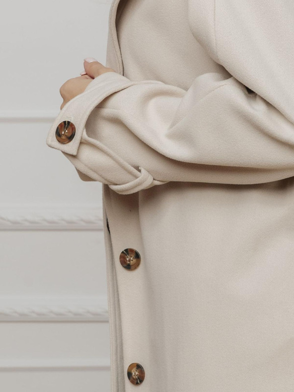 Edoti Béžový dámsky kabát s opaskom Edoti