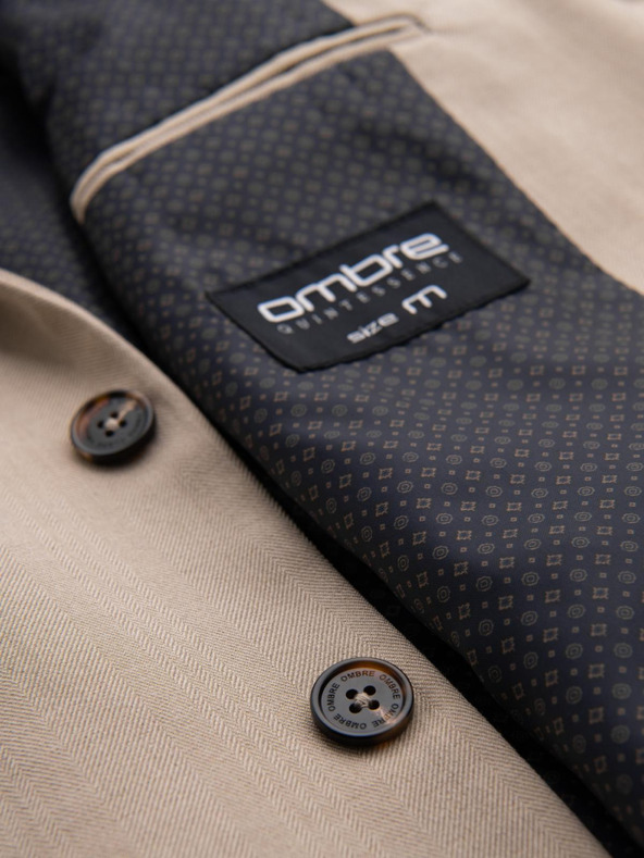 Ombre Clothing Elegantné pánske béžové sako zo zmesi vlny od Ombre Clothing