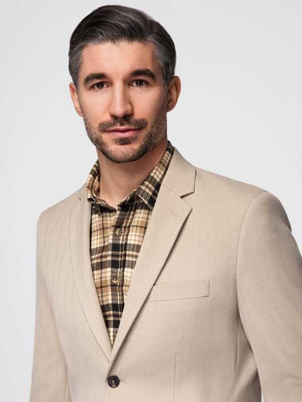 Ombre Clothing Elegantné pánske béžové sako zo zmesi vlny od Ombre Clothing