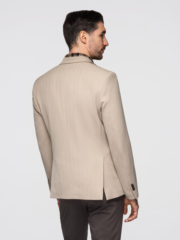 Ombre Clothing Elegantné pánske béžové sako zo zmesi vlny od Ombre Clothing