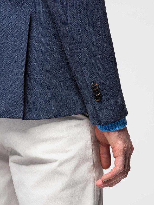 Ombre Clothing Elegantné pánske sako z vlnenej zmesi námornícka modrá Ombre Clothing