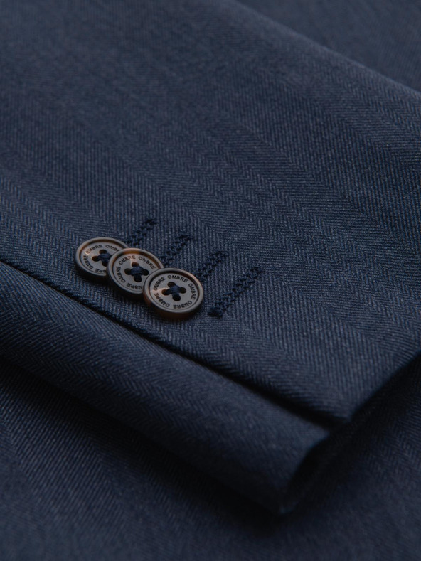 Ombre Clothing Elegantné pánske sako z vlnenej zmesi námornícka modrá Ombre Clothing