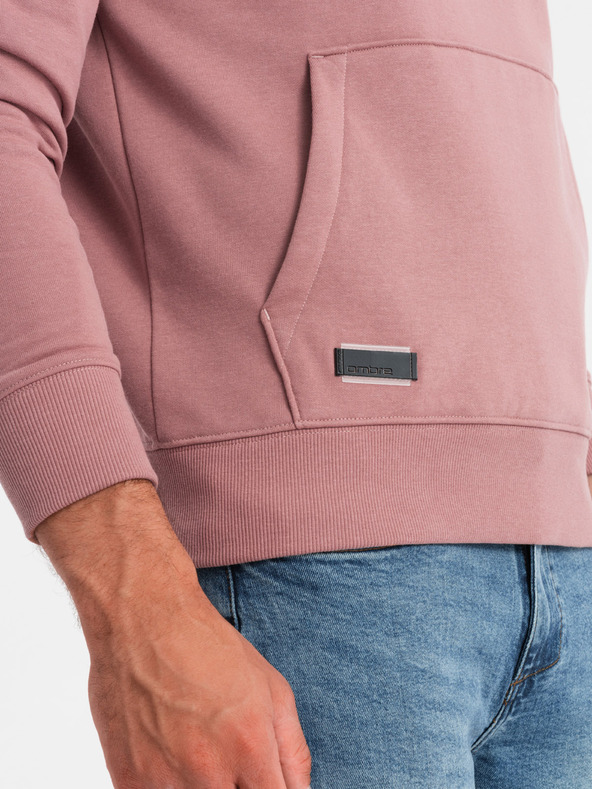 Ombre Clothing Pánska bavlnená mikina BASIC klokanka s kapucňou Ombre Clothing