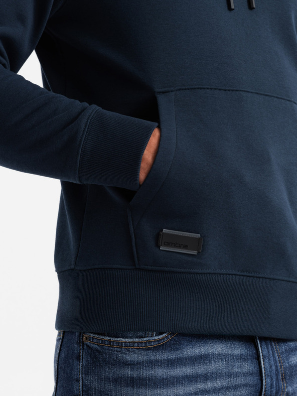 Ombre Clothing Pánska bavlnená mikina BASIC s klokaňou a kapucňou Ombre Clothing