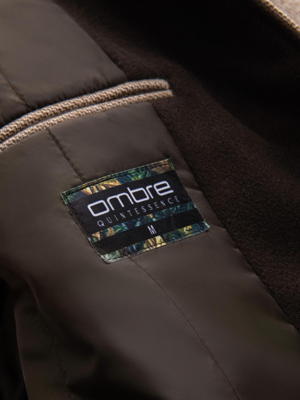 Ombre Clothing Pánsky melírovaný dlhý kabát s kapucňou Ombre Clothing