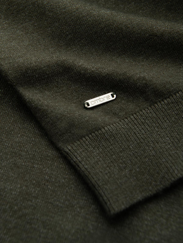 Ombre Clothing Pánsky pletený rolák s viskózou - tmavosivý V5 OM-SWTN-0127 Ombre Clothing