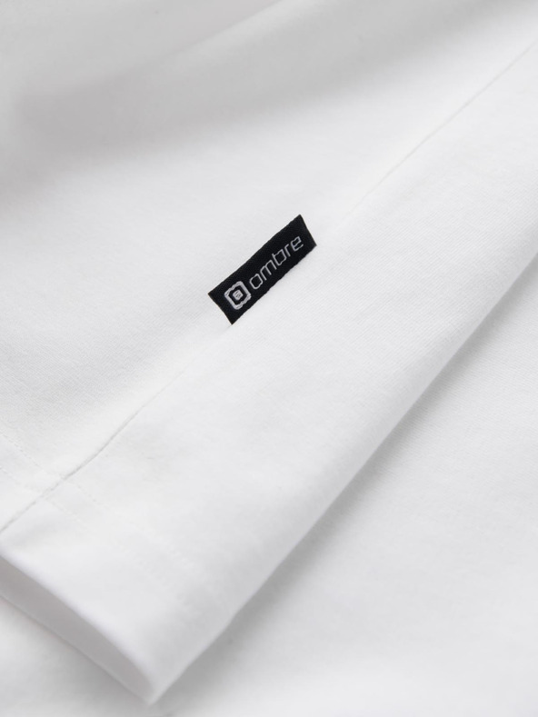 Ombre Clothing Pánske bavlnené tričko s trojfarebnou potlačou - biela a tmavomodrá V3 OM-TSCT-0174 Ombre Clothing