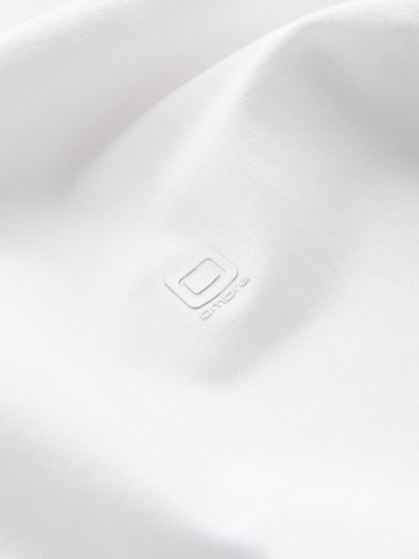 Ombre Clothing Pánske bavlnené tričko s trojfarebnou potlačou - biela a tmavomodrá V3 OM-TSCT-0174 Ombre Clothing