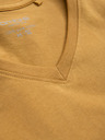 Ombre Clothing Pánske klasické bavlnené tričko BASIC s výstrihom - horčicové V8 OM-TSBS-0145 Ombre Clothing
