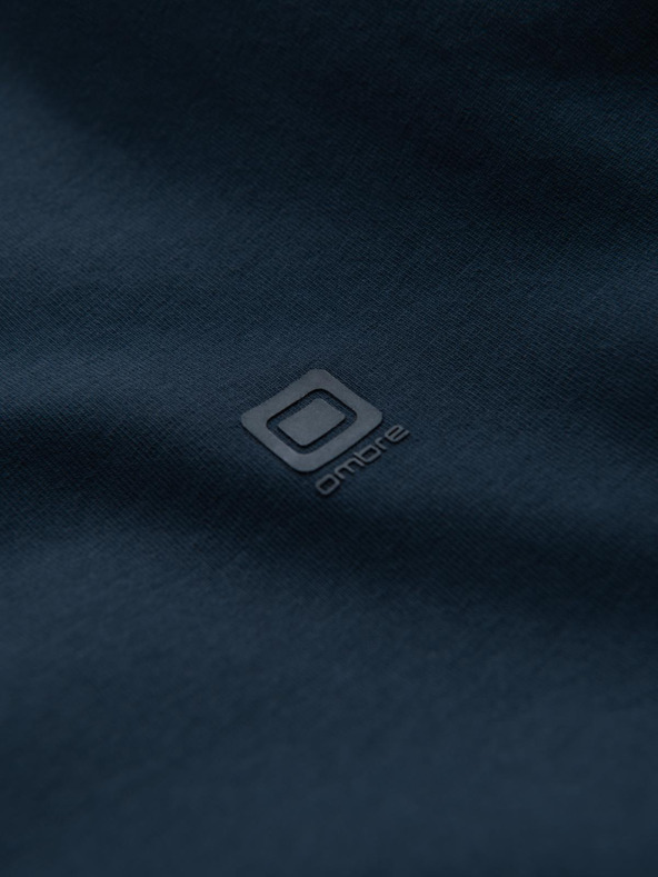 Ombre Clothing Pánske bavlnené tričko s trojfarebnou potlačou - biela a tmavomodrá V3 OM-TSCT-0174 Ombre Clothing