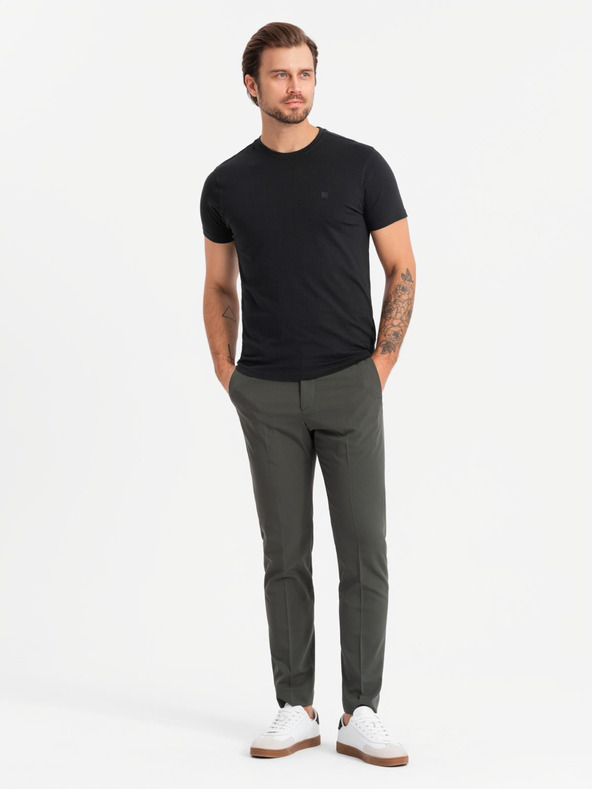 Ombre Clothing Pánske bavlnené tričko s trojfarebnou potlačou - biela a tmavomodrá V3 OM-TSCT-0174 Ombre Clothing