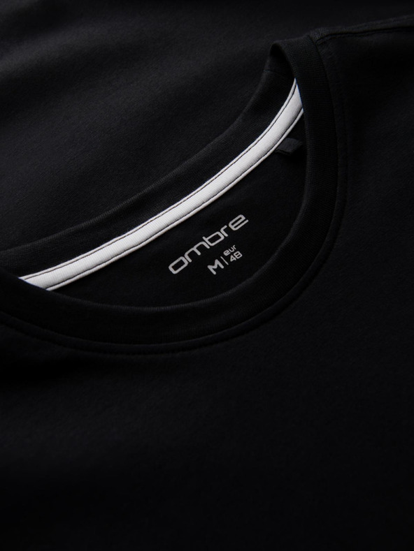 Ombre Clothing Pánske bavlnené tričko s trojfarebnou potlačou - biela a tmavomodrá V3 OM-TSCT-0174 Ombre Clothing