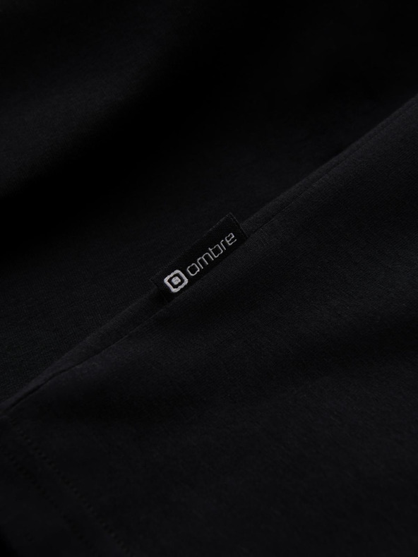 Ombre Clothing Pánske bavlnené tričko s trojfarebnou potlačou - biela a tmavomodrá V3 OM-TSCT-0174 Ombre Clothing