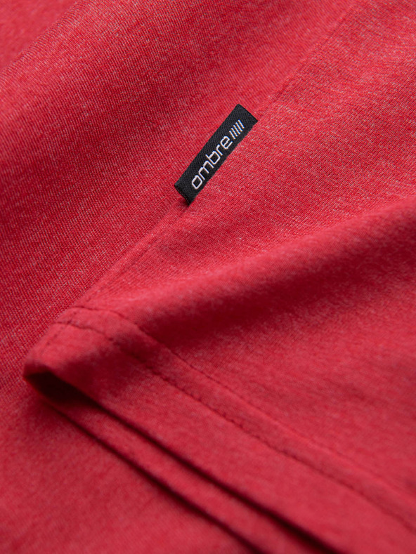 Ombre Clothing Klasické bavlnené pánske tričko BASIC s výstrihom do V - červené V17 OM-TSBS-0145 Ombre Clothing