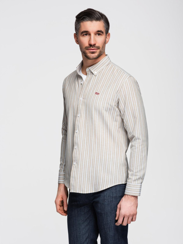 Ombre Clothing Pánska bavlnená košeľa REGULAR FIT s jemnými prúžkami Ombre Clothing