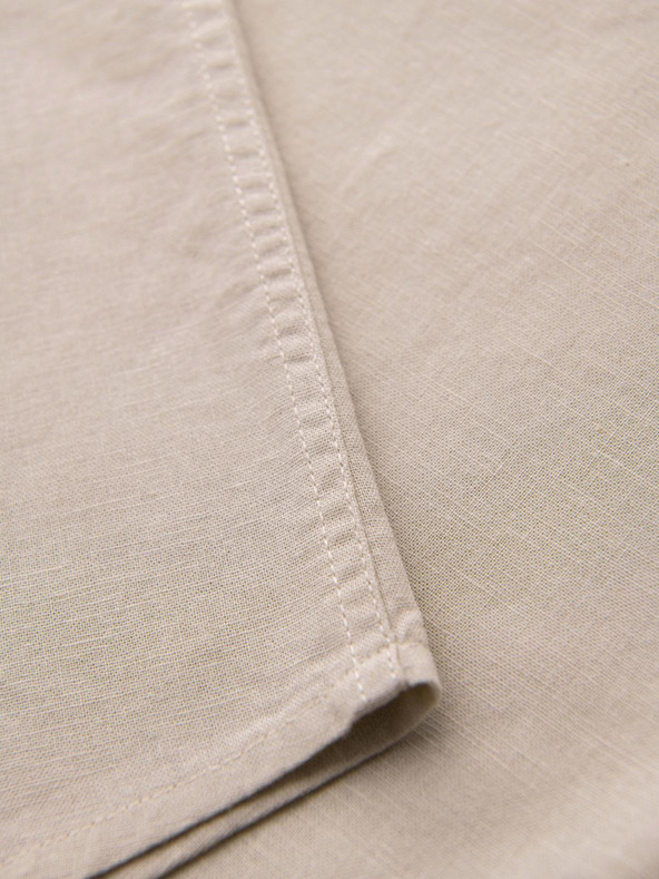 Ombre Clothing Pánska košeľa s krátkym rukávom a kubánskym golierom béžová Ombre Oblečenie