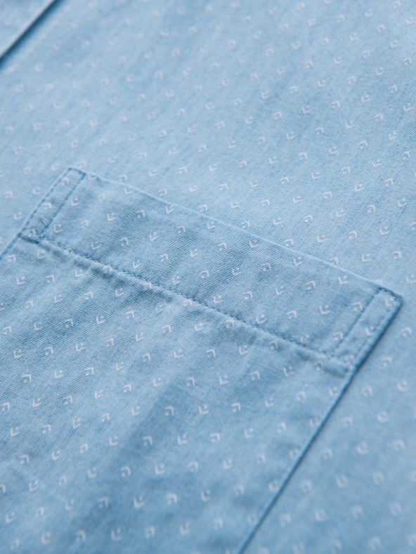 Ombre Clothing Pánske vzorované jemné džínsové tričko s vreckom - svetlomodré Ombre Clothing