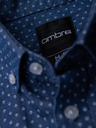 Ombre Clothing Pánska vzorovaná jemná džínsová košeľa s vreckom - modrá Ombre Clothing