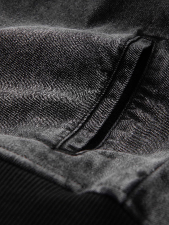 Ombre Clothing Pánska džínsová bunda bomber s efektom stone wash - čierna V2 OM-JADJ-0163 Ombre Clothing