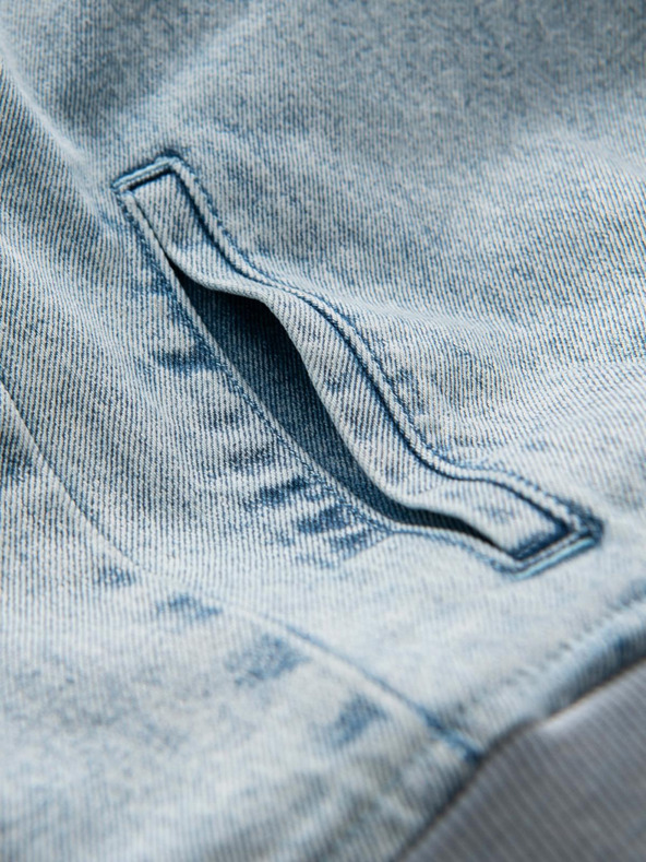 Ombre Clothing Pánska džínsová bunda bomber s efektom stone wash - svetlomodrá V3 OM-JADJ-0163 Ombre Clothing