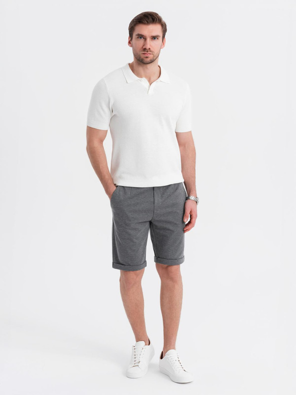 Ombre Clothing Pánske štruktúrované pletené kraťasy s elastickým pásom Ombre Clothing