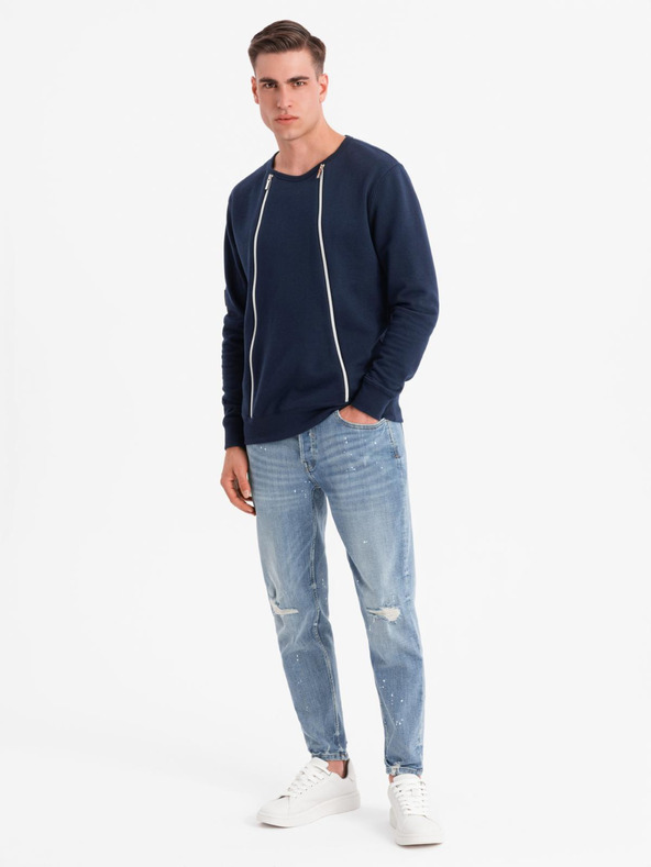 Ombre Clothing Praná pánska mikina s ozdobným prešitím pri výstrihu Ombre Clothing