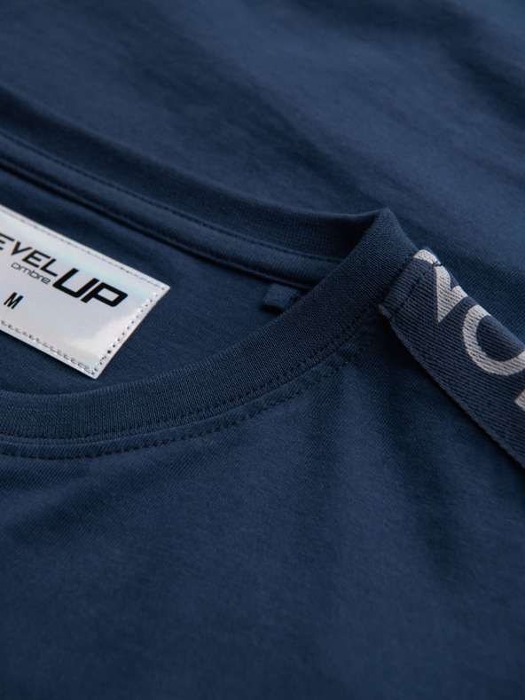 Ombre Clothing Pánske bavlnené tričko s dlhým rukávom a lemovaním a potlačou na hrudi Ombre Clothing