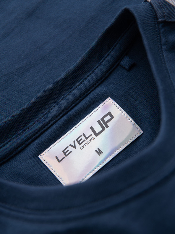 Ombre Clothing Pánske bavlnené tričko s dlhým rukávom a lemovaním a potlačou na hrudi Ombre Clothing