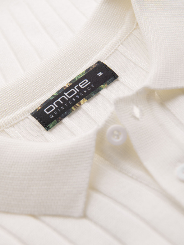 Ombre Clothing Pánska polokošeľa SLIM FIT z viskózy so zvislými pruhmi Ombre Clothing