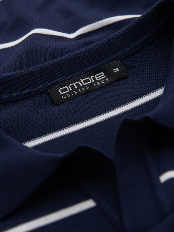 Ombre Clothing Pánska polokošeľa z viskózy s vodorovnými pruhmi Ombre Clothing