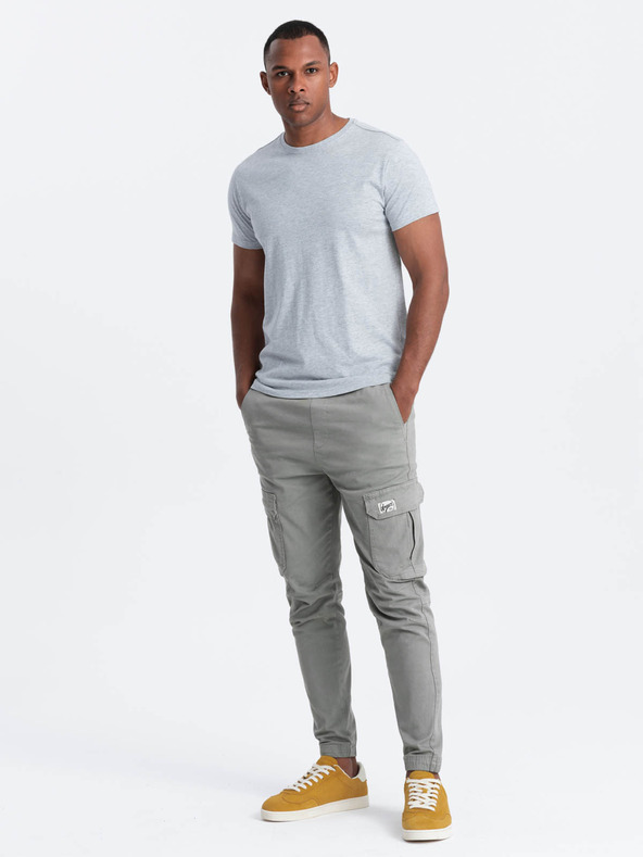 Ombre Clothing Svetlošedé pánske základné tričko Ombre Clothing