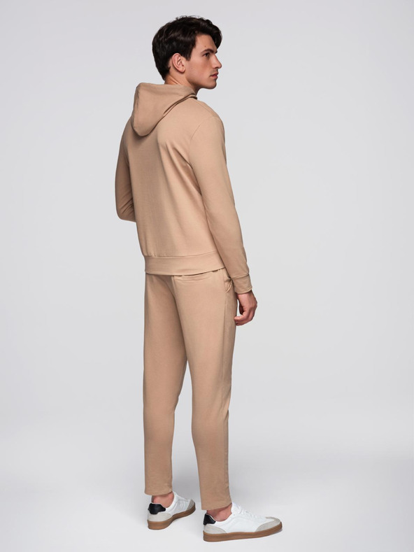 Ombre Clothing Pánska mikina s kapucňou + tepláky - hnedá