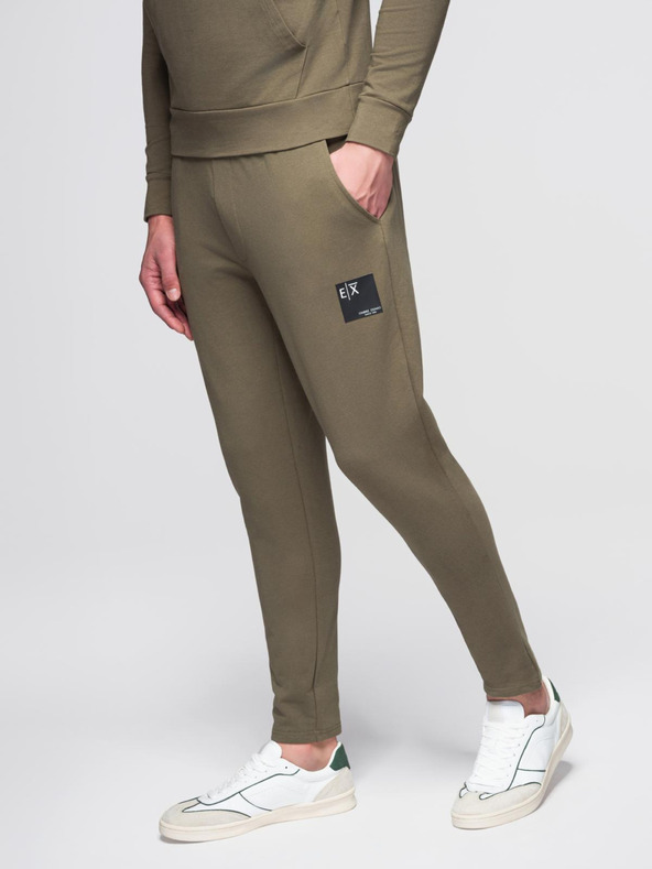 Ombre Clothing Pánska mikina s kapucňou + tepláky - olivová