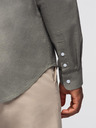 Ombre Clothing Pánska plátená košeľa so stojačikom a vreckom REGULAR FIT - khaki