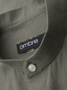 Ombre Clothing Pánska plátená košeľa so stojačikom a vreckom REGULAR FIT - khaki
