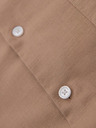 Ombre Clothing Pánska plátená košeľa so stojačikom a vreckom REGULAR FIT - svetlo hnedá
