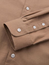 Ombre Clothing Pánska plátená košeľa so stojačikom a vreckom REGULAR FIT - svetlo hnedá