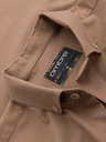 Ombre Clothing Pánska ľanová košeľa s klasickým golierom a vreckami REGULAR FIT - svetlo hnedá
