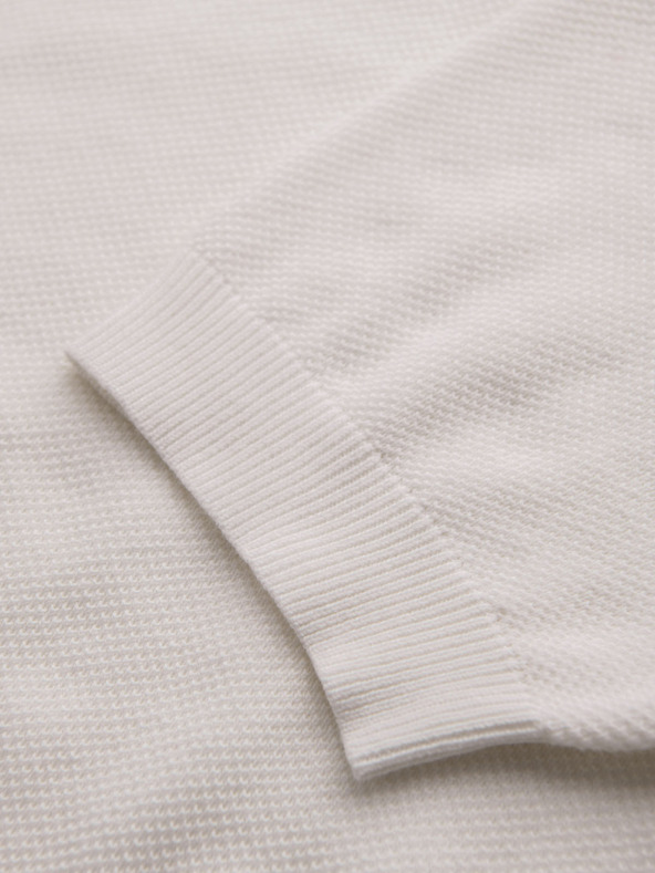 Ombre Clothing Pánske bavlnené polo tričko zo štruktúrovaného úpletu - biele
