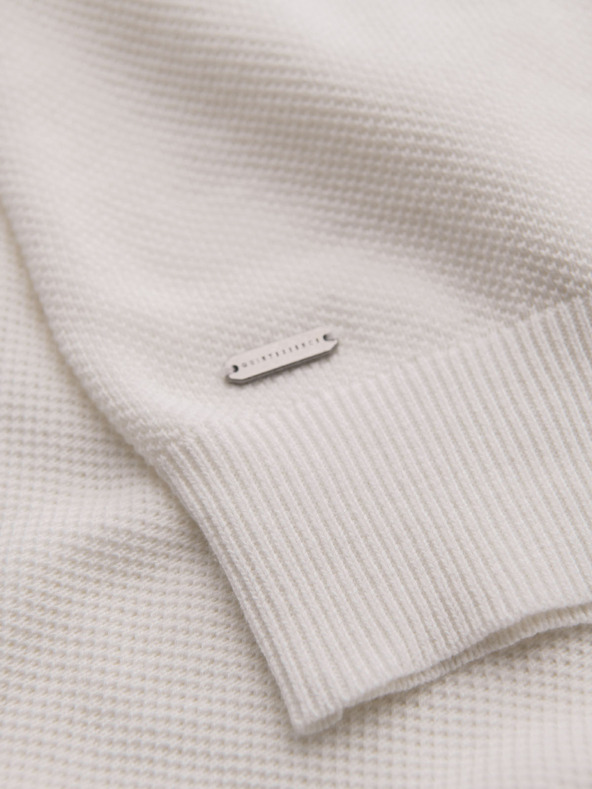 Ombre Clothing Pánske bavlnené polo tričko zo štruktúrovaného úpletu - biele