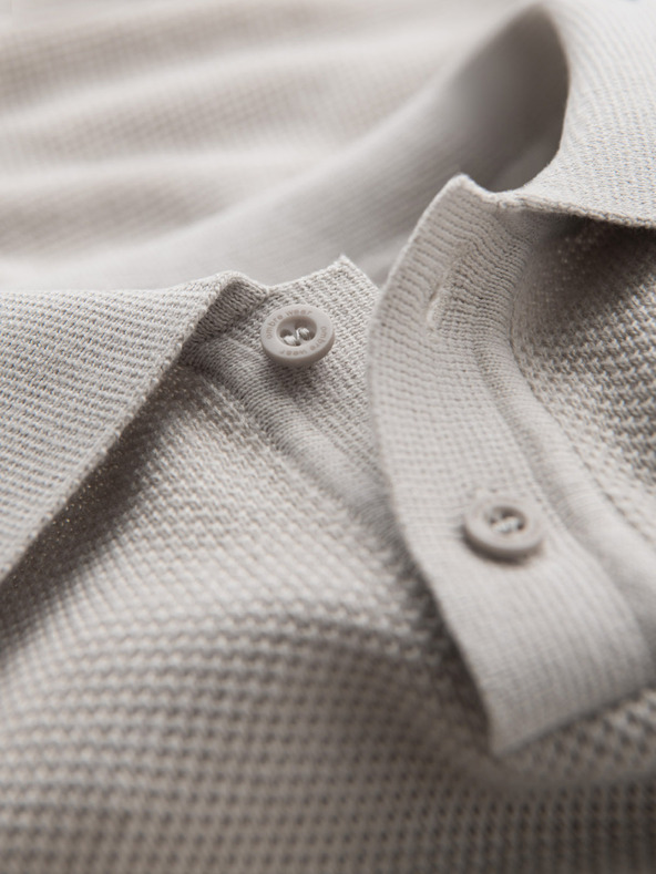 Ombre Clothing Pánske bavlnené polo tričko zo štruktúrovaného úpletu - béžové