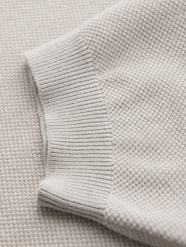 Ombre Clothing Pánske bavlnené polo tričko zo štruktúrovaného úpletu - béžové