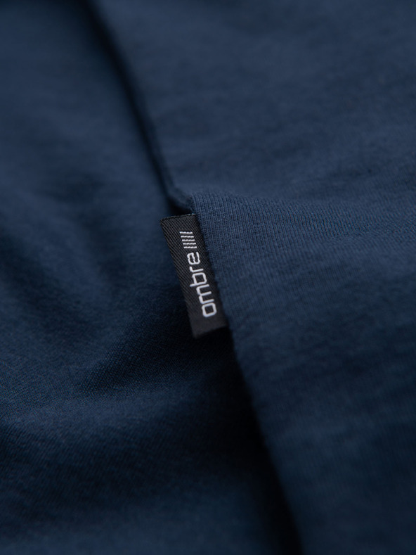 Ombre Clothing Pánske klasické bavlnené tričko BASIC - tmavo modré