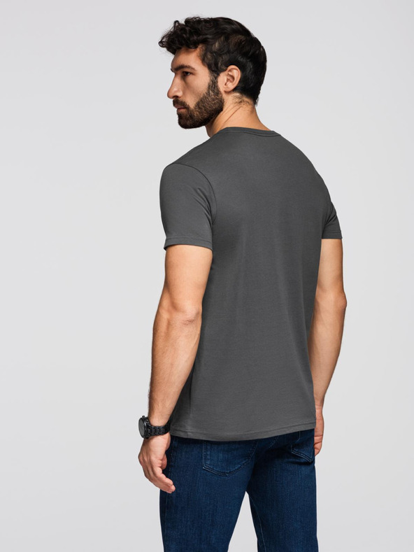 Ombre Clothing Pánske klasické bavlnené tričko BASIC - šedé