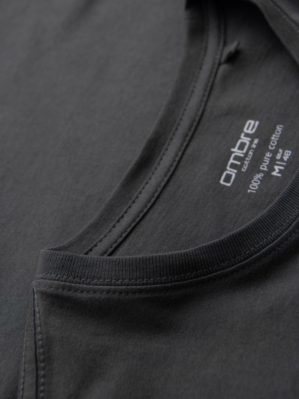 Ombre Clothing Pánske klasické bavlnené tričko BASIC - šedé