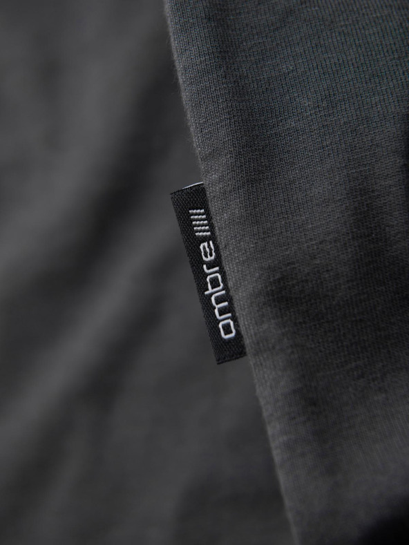 Ombre Clothing Pánske klasické bavlnené tričko BASIC - šedé