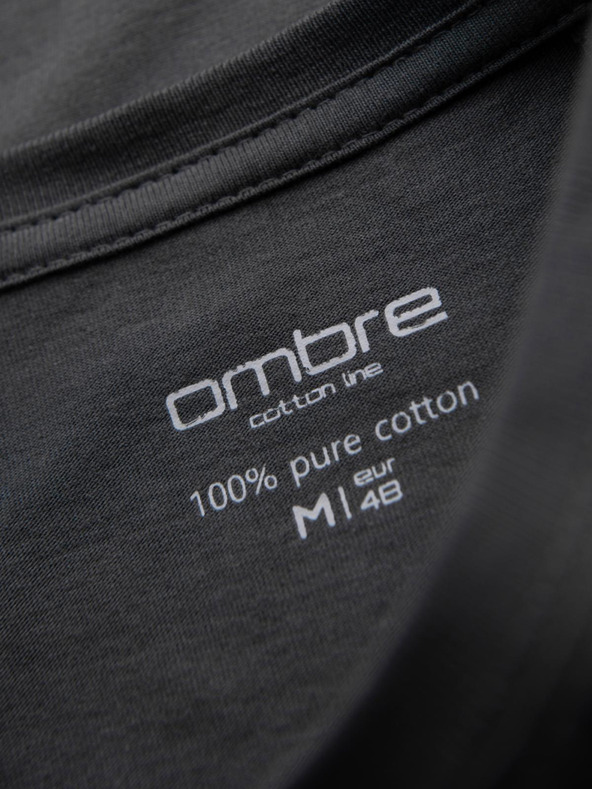 Ombre Clothing Pánske klasické bavlnené tričko BASIC - šedé
