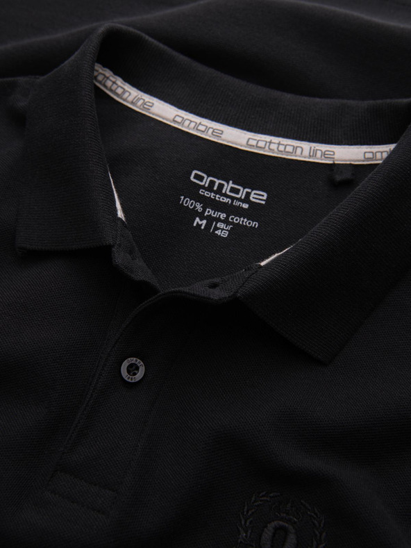 Ombre Clothing Čierne pánske základné polo tričko Ombre Oblečenie